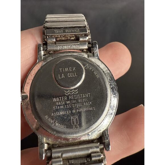 Timex Watch Men Silver Stainless St Stretch WR Batt Day Date 24hr White Quartz - Picture 9 of 10